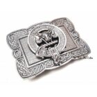Square kilt buckle with clan insert. Over 200 names available. Pewter. Made in Scotland. Scottish Treasures