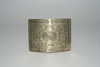 Highland Swirl brass polished kilt buckle. Made in Scotland. Scottish Treasures