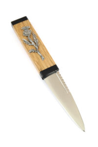 Scottish Oak Sgian Dubh with pewter thistle. Made in Scotland. Scottish Treasures