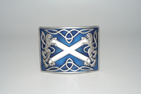 Highland saltire buckle with blue and white enamel , antique finish. Scottish Treasures