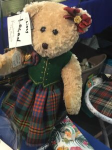 Clan Logan Teddy bear dressed in Scottish National outfit by Loganbearies.