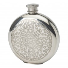 Interlaced celtic knots are etched onto this pewter flask. Made in England from 100% lead free pewter. Scottish Treasures