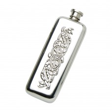 Pewter 3 oz boot flask with celtic serpent design. Made in England. Scottish Treasures