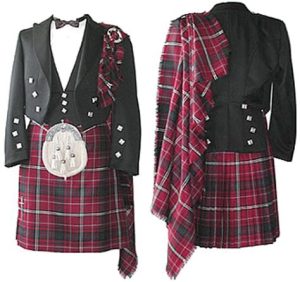 Prince Charlie Jacket and Vest with 8-yard Custom Kilt. Made in Scotland. Scottish Treasures