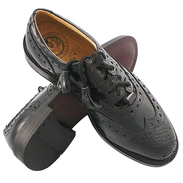 Ghillie brogue dress shoes with leather soles and comfort lining. Scottish Treasures