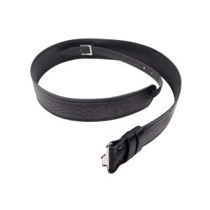Celtic knot black leather kilt belt