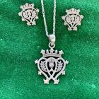 Luckenbooth Pendant and Matching earrings. Silver with adjustable chain (16-18 inches). Scottish Treasures