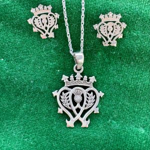 Luckenbooth Pendant and Matching earrings. Silver with adjustable chain (16-18 inches). Scottish Treasures