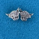 Highland cow stud earrings, silver. Whimsical design. Scottish Treasures