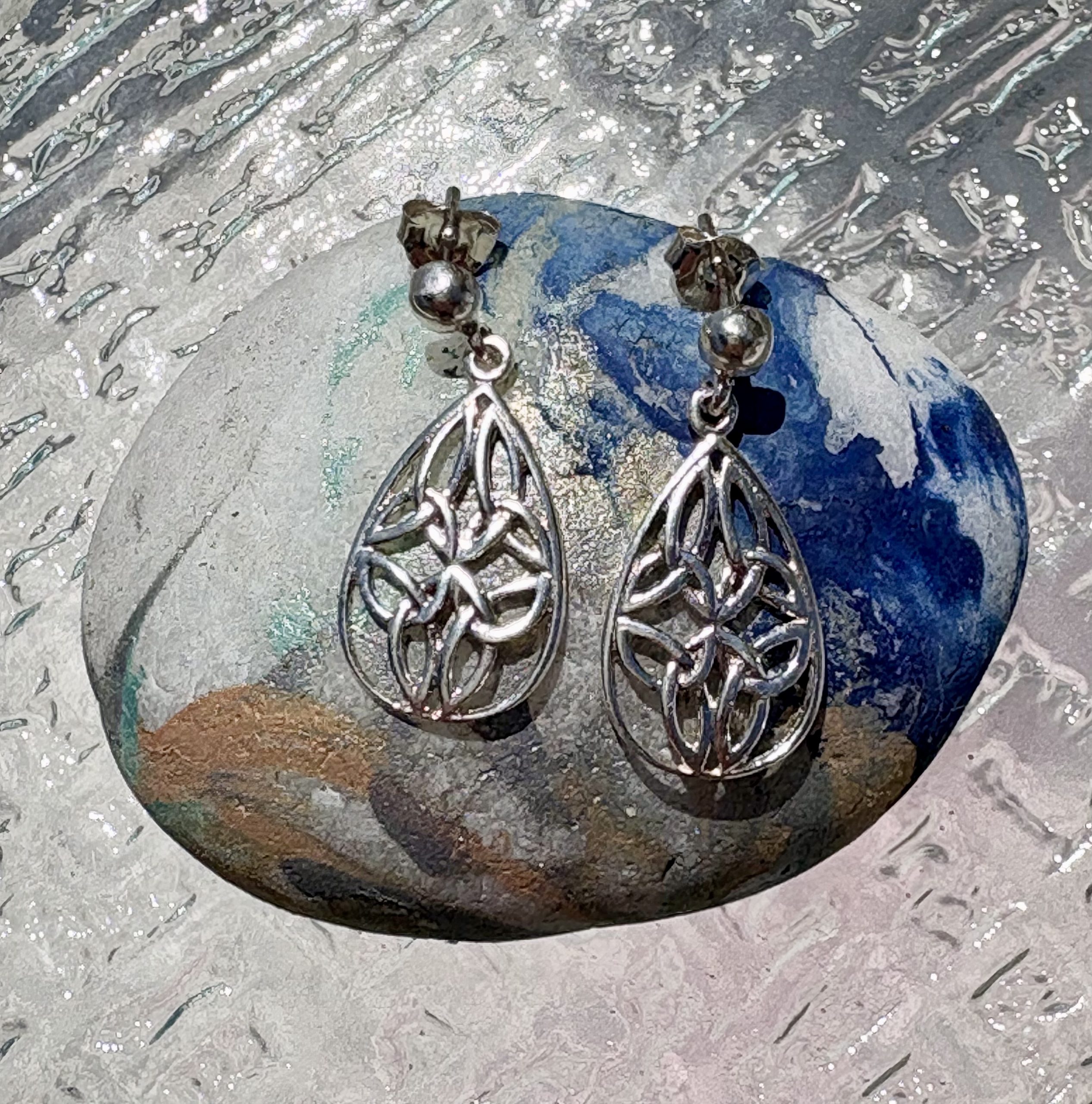 YL Orecchini Celtici In Argento Sterling 925 Con 12 Pietre Portafortuna Zirconi (32x17 Mm, Nodo Eterno)